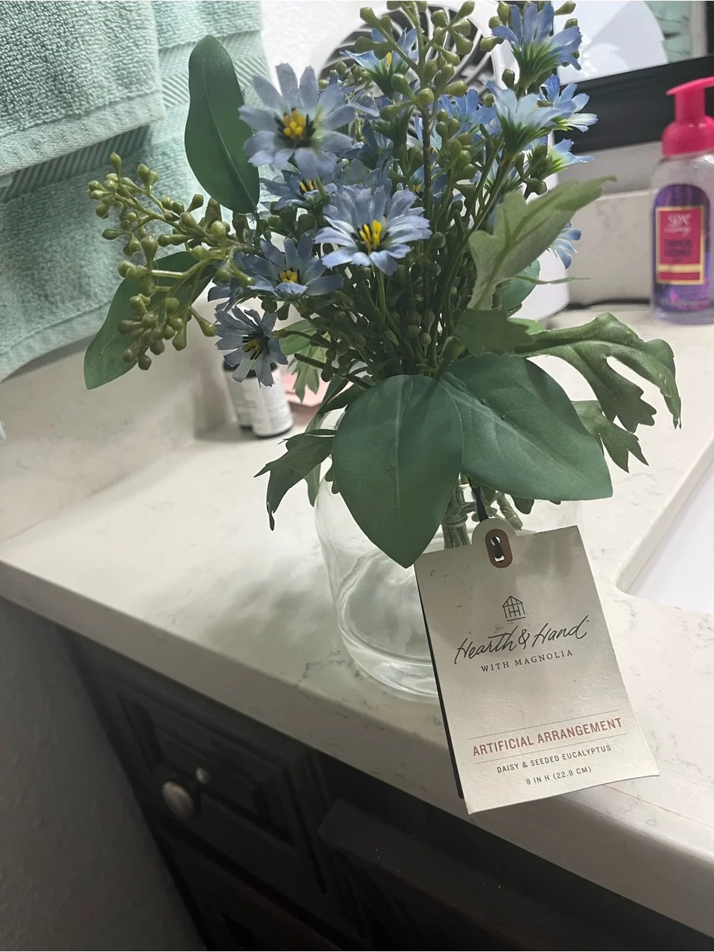 Hearth & Hand Blue Daisy and Green Foliage Artificial Arrangement